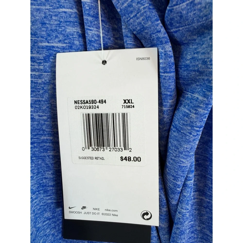 Nike Swim Dri-FIT Heather Long Sleeve Rash Guard Blue UPF 40+ NESSA590-494 XXL